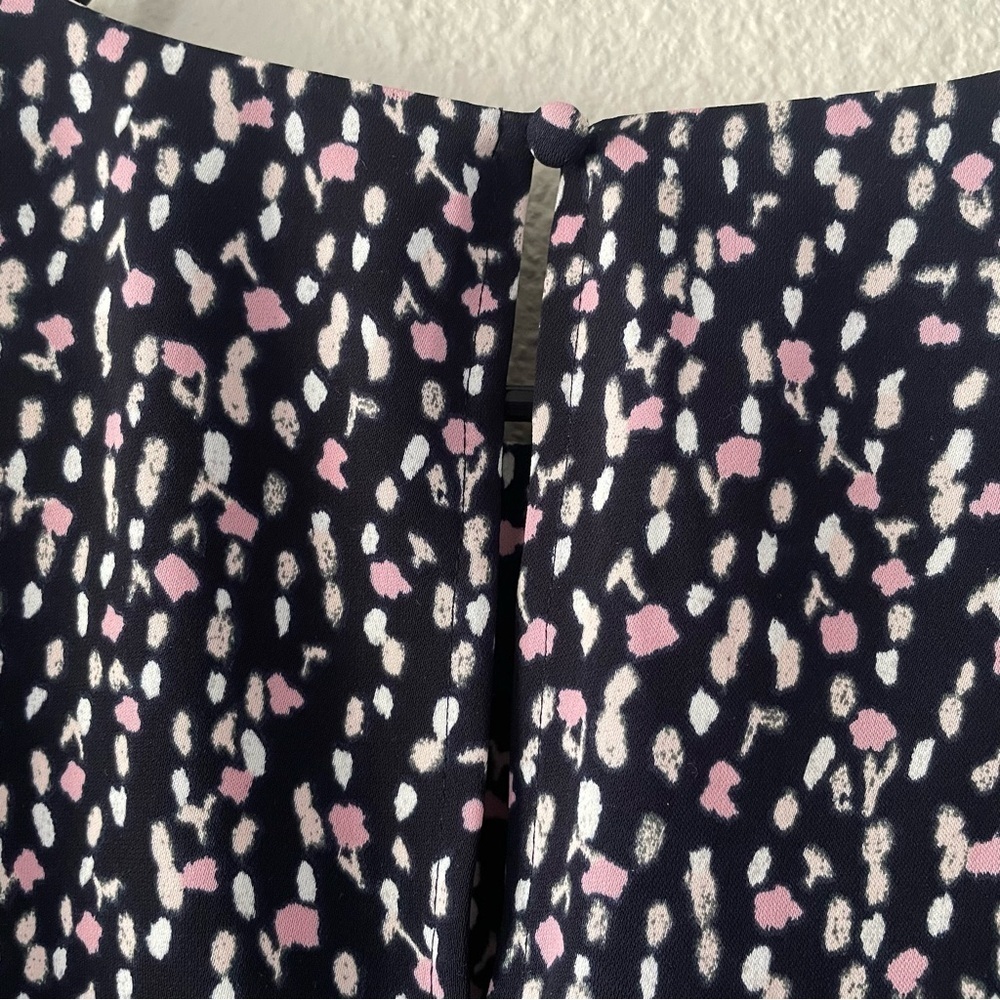 Ann Taylor Shift Dress Women’s 4 Multicolor Spots Relaxed Ruched Cuff Round Neck - Picture 11 of 14